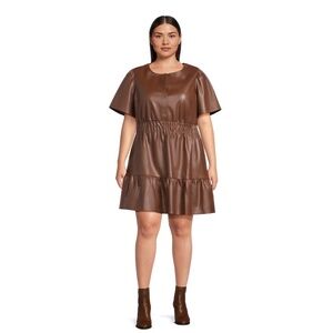 NWT Nine.Eight Short Sleeve Faux Leather Dress - size 5X